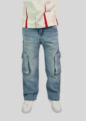 JEAN CARGO KIDS AZUL DESGASTE MEDIO SUPER